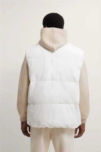 Puffer gilet for men high collar welt pocket with zip up front
