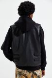 Wholesale Custom logo high quality Man Leather Black Utility vest with Pockets