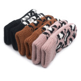 Women's Winter Gloves Thick Fleece Lining Leopard Mittens