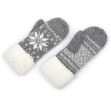 Outdoor Women Thick Acrylic Winter Plush Finger Knit Gloves Mittens For Lady Girl Men