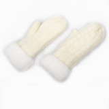 Wholesale jacquard mittens with fleece linen thicken winter mittens for adult plain solid color fleece mitten pattern