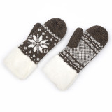 Outdoor Women Thick Acrylic Winter Plush Finger Knit Gloves Mittens For Lady Girl Men