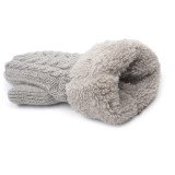 Wholesale jacquard mittens with fleece linen thicken winter mittens for adult plain solid color fleece mitten pattern