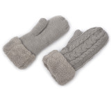 Wholesale jacquard mittens with fleece linen thicken winter mittens for adult plain solid color fleece mitten pattern