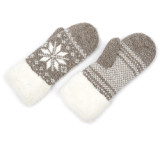 Outdoor Women Thick Acrylic Winter Plush Finger Knit Gloves Mittens For Lady Girl Men