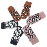 Women's Winter Gloves Thick Fleece Lining Leopard Mittens