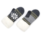 Outdoor Women Thick Acrylic Winter Plush Finger Knit Gloves Mittens For Lady Girl Men