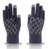 mens winter warm gloves jacquard custom logo touchscreen thick lining knit texting gloves