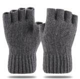 Unisex Warm Half Finger Stretchy Knit Fingerless Gloves custom logo touchscreen  Elastic Cuff gloves