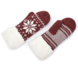 Outdoor Women Thick Acrylic Winter Plush Finger Knit Gloves Mittens For Lady Girl Men