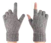 Unisex Warm Half Finger Stretchy Knit Fingerless Gloves custom logo touchscreen  Elastic Cuff gloves
