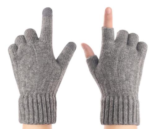 Unisex Warm Half Finger Stretchy Knit Fingerless Gloves custom logo touchscreen  Elastic Cuff gloves