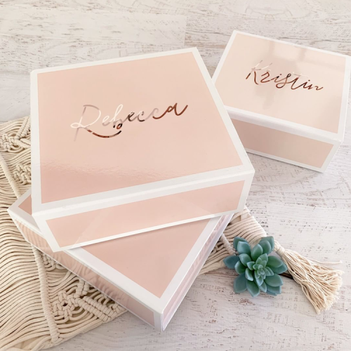 pink bridesmaid proposal box with magnetic lid