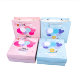 Lovely pink color full printing kids gift bottle set packing box with bag