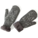 Custom Logo Winter Women Rabbit Fur Mittens Gloves