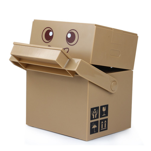 Manufacturer cheap price brown cardboard box man collect coins kids piggy machine atm savings bank toys