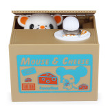 Manufacturer plastic brown paper coin box atm toy machine coin acceptor stealing mouse piggy bank