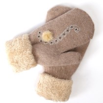 Custom Logo Winter Warm Women Rabbit Fur Acrylic Mittens