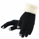 Women's Winter Touch Screen Gloves acrylic Warm Cable Knit 3 Touchscreen Fingers Texting Elastic Cuff Thermal Gloves