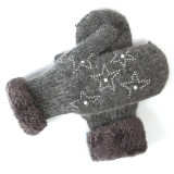 Custom Logo Winter Women Rabbit Fur Mittens Gloves