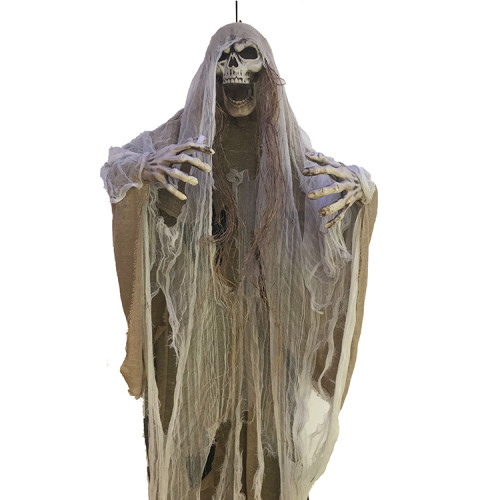 5 Feet Led Lights Grey Web Halloween Prop Life Size Skeleton Haunted House Decoration Halloween Skeleton