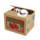 Good quality loving fruit steal dog piggy bank money box atm machine toy donation box for sale