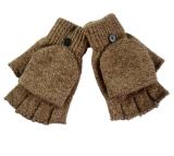 Men's Knitted Wool Gloves half finger Fleece Lined Warm Winter mittens