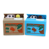 Xiaoboxing kids gift environmental material plastic atm savings piggi bank stealing coin blue monkey-money-box