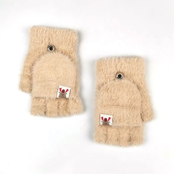 Winter Gloves Warm Wool Knit Flip Fingerless Gloves Mittens Convertible for Women Gifts