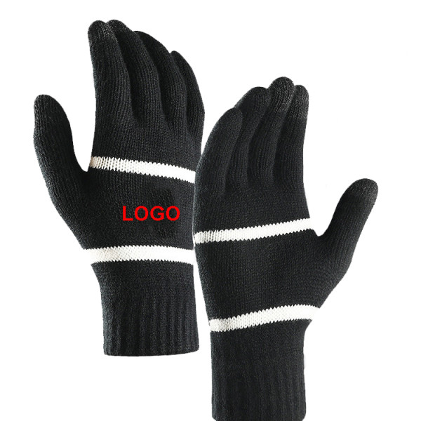 customized High quality thick brush inside Smartphone touch glove and knitted promotion gloves