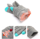 Winter Touch Screen Gloves  Kids Knit Mittens Wool Full Finger  children thick X-MAS christmas tree gloves