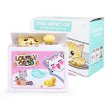 plastic loving cartoon battery operated stealing white cat save alcancias collector coin box piggy bank for girls