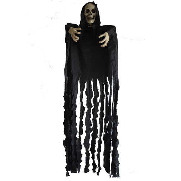 5feet Black Cloak Skeleton Haunted House Decoration Halloween Creepy Hanging Skeleton