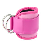 Custom Adjustable Neoprene PU Leather Ankle Straps For Cable Machines Gym Pink Ankle Strap