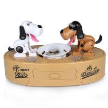 Good quality two robotic dogs rob game brown battery operated saving coin collector doggy piggy bank money box