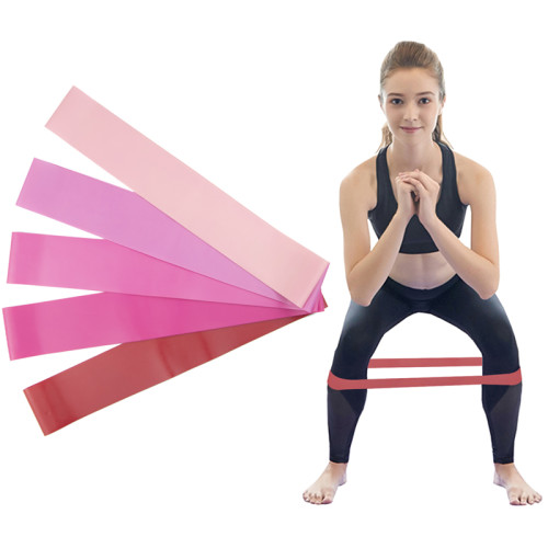 Custom logo rubber fitness bands resistance set Elastic 5 pink thin latex resistance band