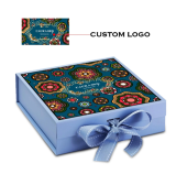 Free design full printing custom colorful ribbon scarf beauty foldable gift box