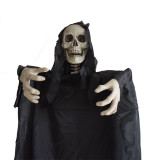 5feet Black Cloak Skeleton Haunted House Decoration Halloween Creepy Hanging Skeleton
