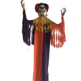 160cm Colorful Clothes Clown Skeleton Decoration Halloween Creepy Hanging Skeleton with Led Light