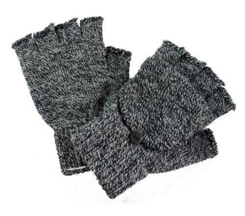 Men's Knitted Wool Gloves half finger Fleece Lined Warm Winter mittens