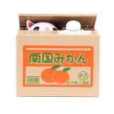 Japanese plastic mischief steal cat saving coin box donat atm machine toy piggy bank for sale