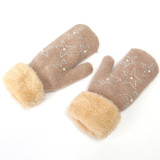 2019 high quality new design hot sale fleece inside soft warm acrylic and wool knitted gloves