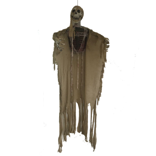 180cm White Clothes Halloween Creepy Hanging Skeleton with Led Light