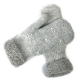 Custom Logo Winter Women Rabbit Fur Mittens Gloves