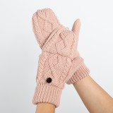 Women Warm Mitten Style Gloves Thermal Fingerless Mittens