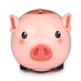 hot selling battery operated musical plastic toy red envelope pink pig shaped piggy bank for children