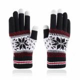 wholesale acrylic snowflake plush thick warm touch screen gloves