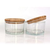 Eco friendly 500ml clear round Glass Fruit Bowl glass salad bowl with bamboo lid