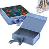 Free design full printing custom colorful ribbon scarf beauty foldable gift box