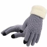 Women's Winter Touch Screen Gloves acrylic Warm Cable Knit 3 Touchscreen Fingers Texting Elastic Cuff Thermal Gloves